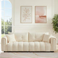 91.5 W Cloud Boucle Sofa for Living Room Modern Comfy Boucle Couch with Rolled Arms and Soft Pillows Teddy Oversized Loveseat for Apartment Studio Bedroom Cream White