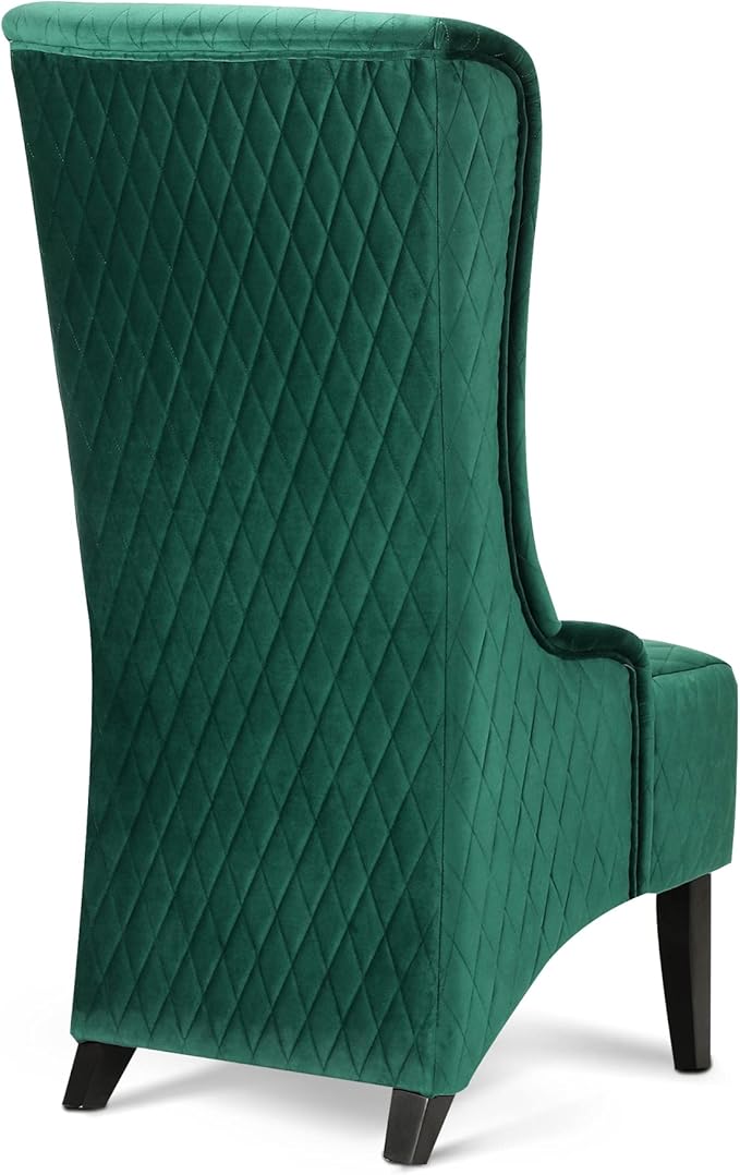 HomVent 1PCS Chair with Super High Wing-Back Velvet/PU Leather Upholstered Armless Throne Chair with Diamond Lattice Design Retro Elegant Side Chair for Living RoomKitchen