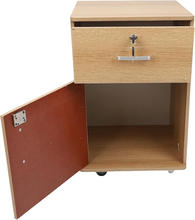 Under Desk Mobile File Cabinet Enhanced Security Mobile File Cabinet Stylish Appearance Easy Mobility for Office (Oak Color)