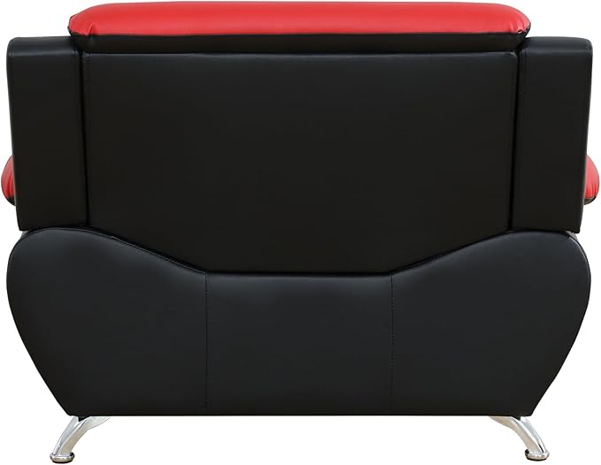Living Room Furniture Set for Living Room Faux Leather Couch Sets Modern Couch for Apartment Home Office(ChairRed&ampBlack)