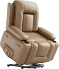 Power Lift Recliner with Heat and Massage – Adjustable Reclining Chair for Elderly with Cup Holders Side Pockets and USB Port for Living Room 22 Seat Earthy Yellow