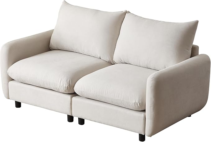 Christopher Knight Home Bricez 69 Loveseat Upholstered Sofa Modular Couch Oversized Loveseat Spacious Seating Sofa Couch Comfort Sectional Corner Wooden Chair for Living Room Home Office White