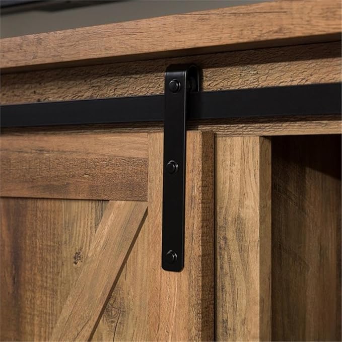 Walker Edison Richmond Modern Farmhouse Sliding Barn Door TV Stand for TVs up to 65 Inches 58 Inch Reclaimed Barnwood