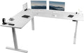 VIVO Electric Height Adjustable 83 x 60 inch Corner Stand Up Desk 2 White Solid Table Tops White Frame Memory Controller L-Shaped Workstation 3E Series DESK-KIT-3E8W