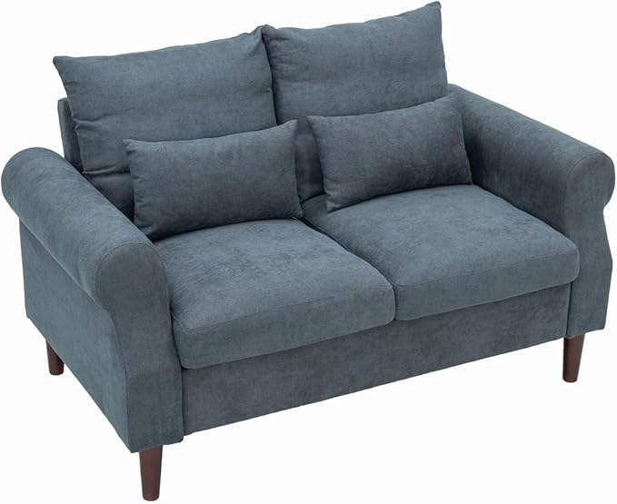 Panana 2 Seater SofaModern Design Rolled Armrest Upholstered Gray Linen Fabric Love Seat Couch150 x 80 x 80 cm (Gray 2 Seater)