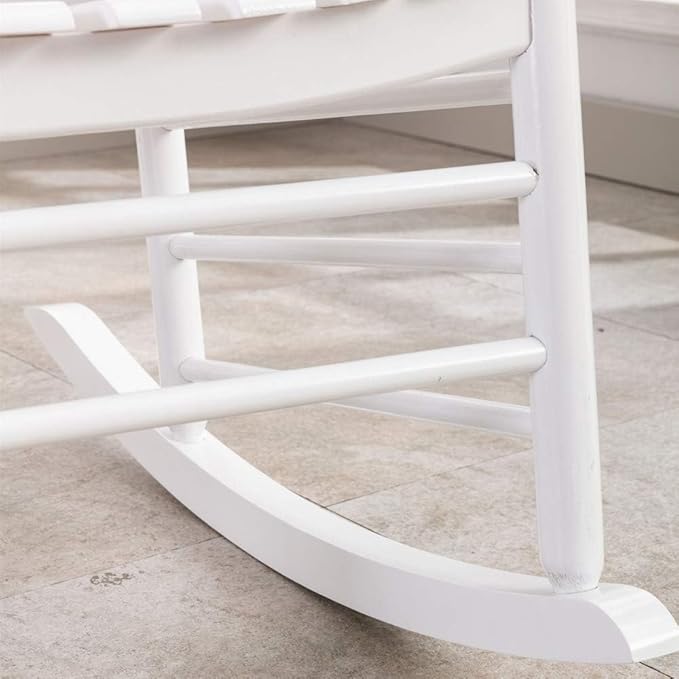 Outdoor Patio Wooden Rocking Chairs Set 2 Piece Furniture Comfy Rockers for Adults Porch Lawn Room Outside Indoor White