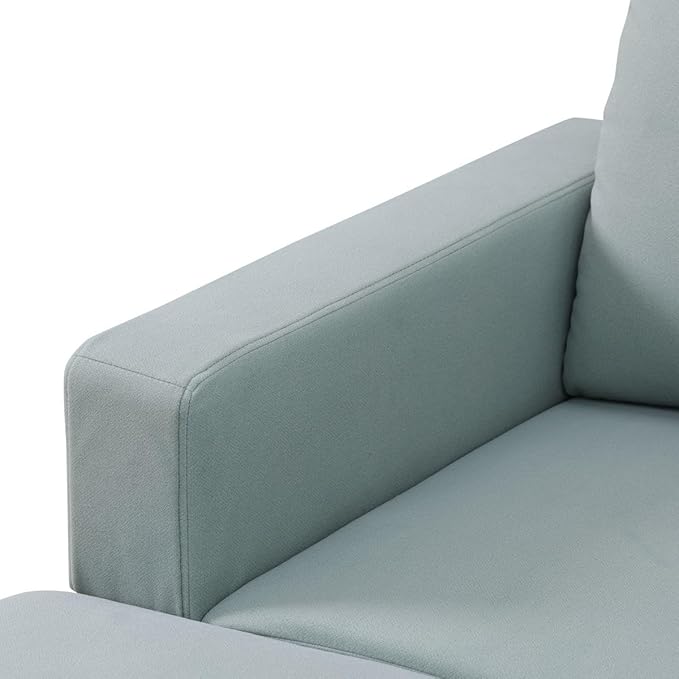 L Shape 2-Piece Home Modular Sectional Sofa Comfy Cozy Corner Sofas Small Fabric Couch with Pillow for Modern Living Room/Bedroom/Office/Apartment Pale Green Calico