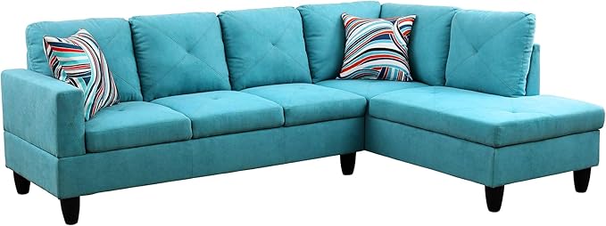 L Shaped Sectional Couches Modern Convertible Lounge Sofa with Ottoman Storage Comfy Modular Sectional Sofa for Living Room Furniture Sets Small Spaces Bedroom Blue