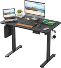 40x24 Inches Electric Standing Desk Adjustable Height Wooden Sit Stand Desk Electric Capacity 300lbs Sit to Stand up Standing Computer Desk with Hooks for Home Office (Black 40x24 Inches)