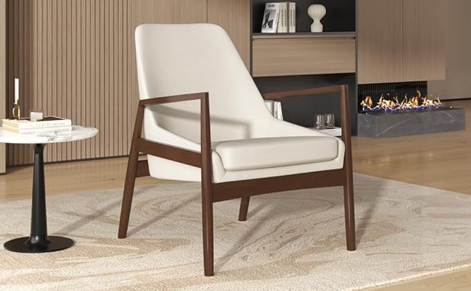 Accent Chair Mid Century Modern Armchair with with Solid Wood e Reading Leisure Chair with High Back for Living Room