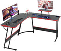 Corner Computer DeskL Shaped DeskGaming Desk with Large Monitor Stand &amp Carbon Fiber Surface Home Office Study Writing WorkstationSpace-SavingBlack