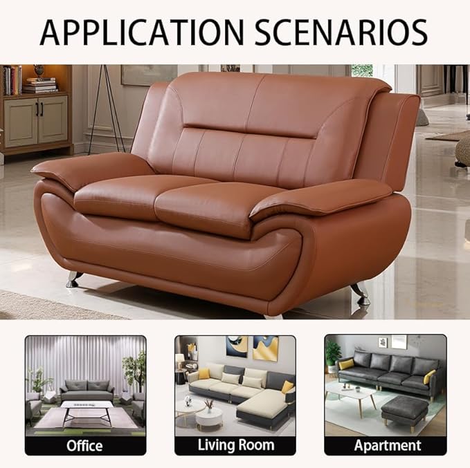 A Ainehome Sectional Sofa Couch Set Living Room Furniture Sets Modern Leather Sofa Loveseat Couch for Living Room(loveseat A-Orange)