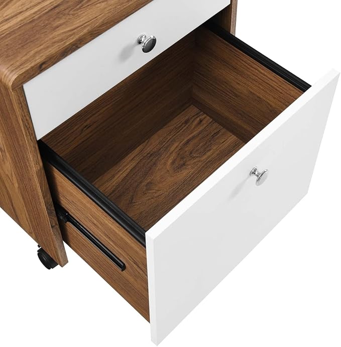 Modway EEI-5705-WAL-WHI Render Wood File Cabinet Walnut White