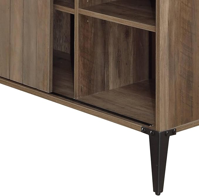 Zakwani 48 L-Shaped Writing Desk - Gray Oak &amp Black Finish (Versatile Home Office Desk - Sliding Barn Door Storage