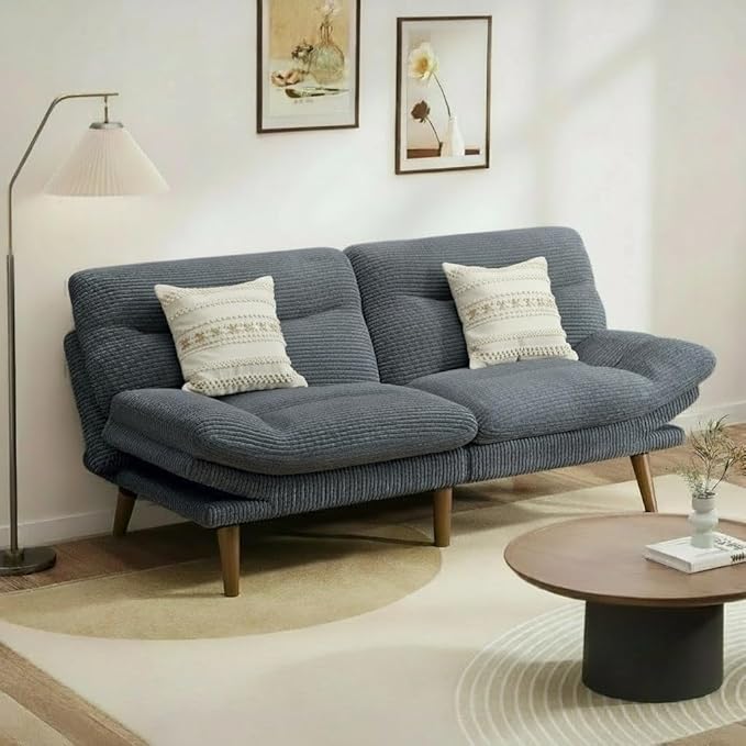 Pipishell Futon Sofa Bed Modern 73 Futon Couch Convertible to Bed &amp Lounger Compact Size Corduroy Loveseat Durable Construction - Fits Small Spaces ApartmentsStudy Room (Volcanic Gray 73 I