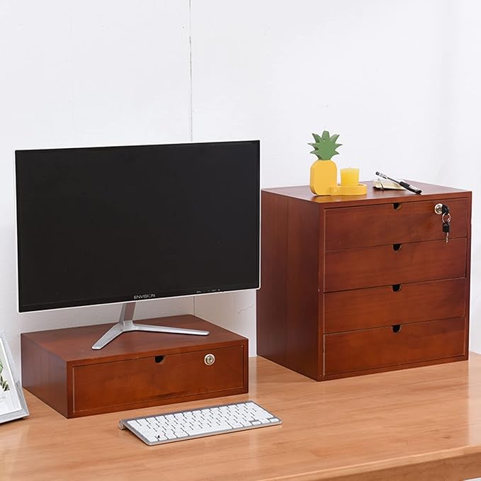 Solid Wood Storage Box Desktop File Cabinet Desk Organizers with LockRustic Dresser Office &amp Home*School Desk Drawers Organizer and Accessories Locking Filing Cabinet 4/5/6 Drawers ( Size : 5