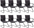 HNY Leather Office Guest Chairs &amp Reception Chairs Set of 8 Modern Waiting Room Chairs with Arms Desk Chair no Wheels with Sled Base for Waiting Room/Conference Room Retro Black