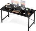 Sweetcrispy Small Computer Desk55 Inch Office Writing Work Desk with Metal Frame Wooden Tabletop Student Study Home Bedroom Table with X-Shaped Reinforcement Black