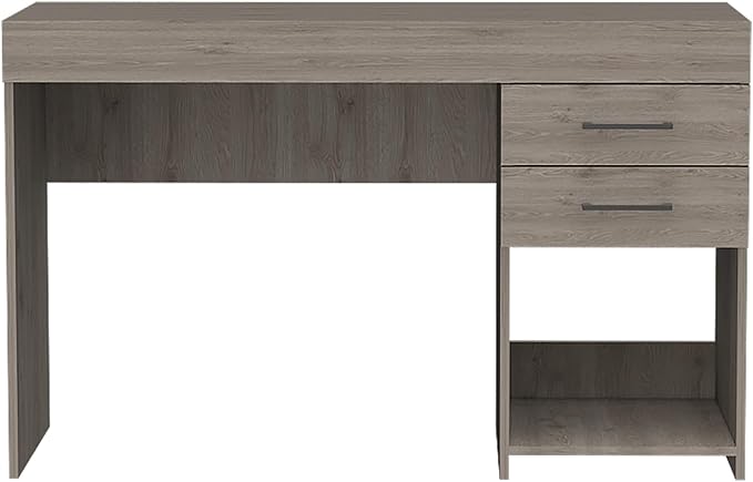 Penau Light Grey Multipurpose Computer Desk with 2 Drawers and Open Shelf Ideal for Home or Office 47.2 Inchs Wide 17.9 Inchs Deep