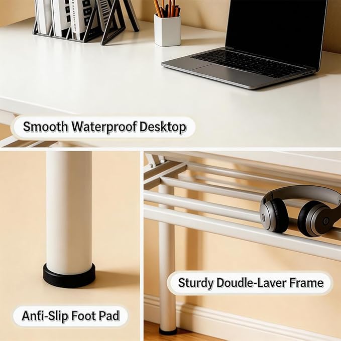 Folding Desk for Small Spaces 31.5 Inch Foldable Computer Desk No Assembly Required Space Saving Portable Study Table for Compact Home Office Bedroom Dorm Apartment White