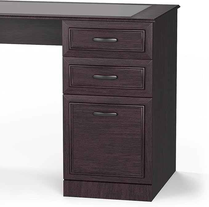 Staples Kendall Park 58.5” Double Pedestal Desk Cherry Finish Executive Office Desk with Storage Drawers &amp Spacious Worktop