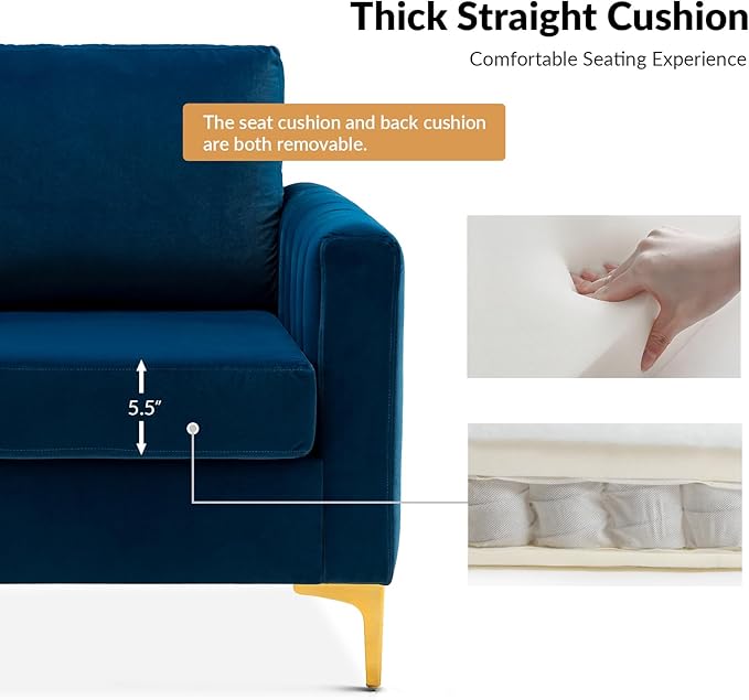 Modern Upholstered Velvet Accent Chair Velvet Armchair Club Chair with Gold Metal Legs Mid-Century Barrel Leisure Comfy Reading Chair for Livingroom Bedroom