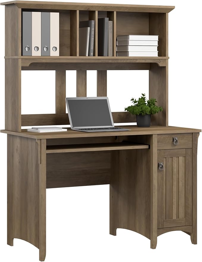 Bush Furniture Salinas Computer Desk with Hutch | Study Table with Drawers Cabinets &amp Pullout Keyboard/Laptop Tray | Modern Home Office Desk in Reclaimed Pine | Work Desk with Storage