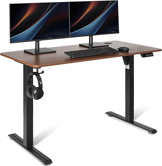 Amazon Basics Electric Standing Desk Height Adjustable Home Office Desk Black/Walnut Effect