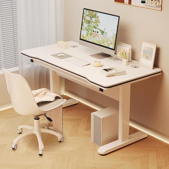 Gaming Desk Computer Writing Table for Home Office Student Art Modern Simple Style with T-Shaped Metal Bracket PC Wood Suitable for Offices&ampBedrooms