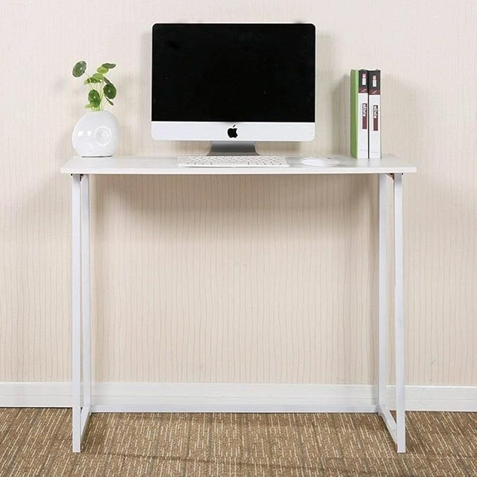 Folding Small Desk - Versatile Laptop Study Writing Table - White - Space-Saving Design - Perfect for Home Office