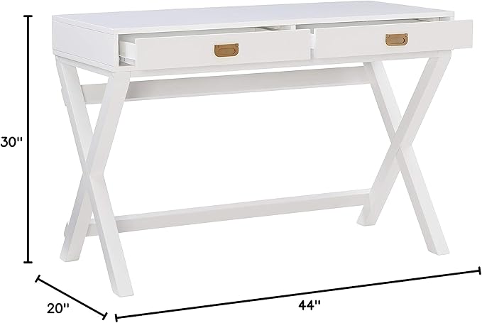 Linon Connor White Writing Desk with Two Drawers