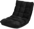KOMFOTT 14-Position Adjustable Floor Chair With Back Support Folding Padded Gaming Sofa for Reading Meditation Living Room Lazy Lounge Video Gaming - Black