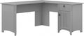 Bush Home L Shaped Desk with Storage for Home Office Modern Farmhouse Corner Table with Drawers and Cabinets Salinas Collection Cape Cod Gray