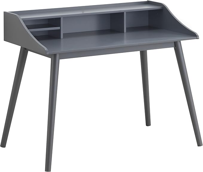 Coaster Home Furnishings – Percy – Wood – 45-Inch Built-in Hutch Writing Desk with Four Compartments Slim Tapered Legs and Wide Top Shelf – Home Office &amp Living Room – Gray - 804497