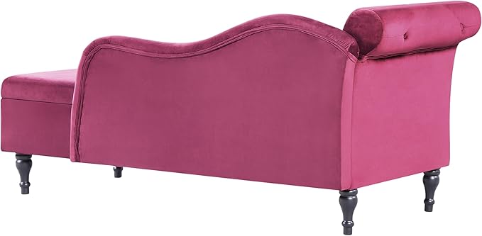 60 Modern Velvet Chaise Lounge IndoorUpholstered Lounge Chair with Left Armrest and Lumbar Pillow Button Tufted Lounge Sofa for Living Room Bedroom OfficeMini Chaise Longue Sofa (Burgundy)