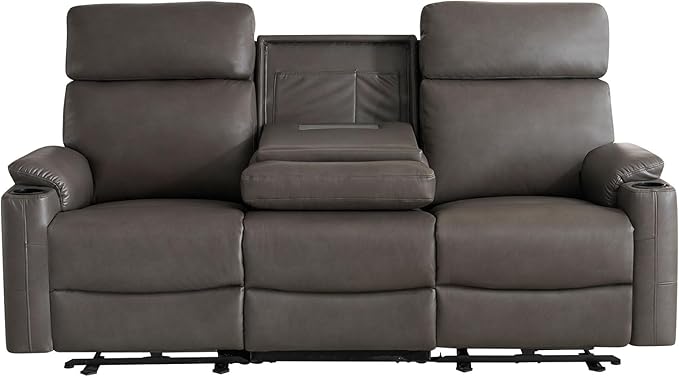 Power Reclining Sofa Electric 3-Seat Dual Recliner Couch with USB Ports Cup Holders Wall Hugger Sofa &amp Couch for Living Room Home Theater Apartment RV (Grey)