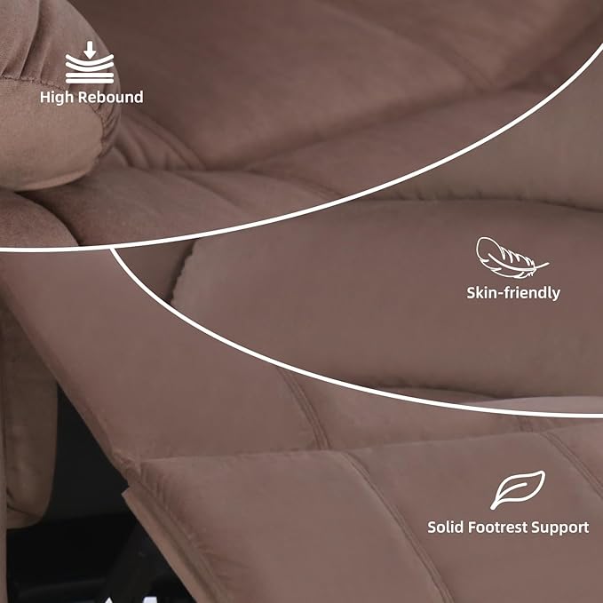 Manual Recliner Chair with Overstuffed Arm and Extra-Padded Back Breathable Fabric Reclining Chair for Adults Single Sofa for Living Room Bedroom (Brown)
