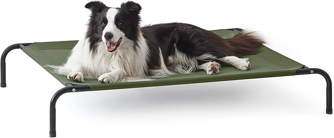 Love's cabin Elevated Cooling Dog Bed for Large Dogs Portable Indoor &amp Outdoor Raised Pet Dog Cat Cot Durable Summer Frame with Breathable Mesh Olive Green 48 inches