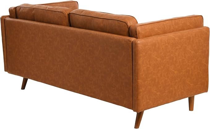 Creative Co-Op Atley High Sided Sofas Vegan Cognac Leather