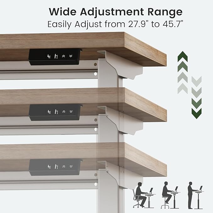 Electric Standing Desk with Storage Cabinet Adjustable Height Executive Desk with Credenza Home Office Workstation with A Engineered Wood 1.18 Solid Desktop White Walnut