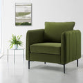 Mid Century Modern Accent Chair Comfy Upholstered Single Sofa Chair with Thick Cushion Velvet Armchair with Black Metal Legs Side Chair for Living Room Bedroom Apartment (Green)