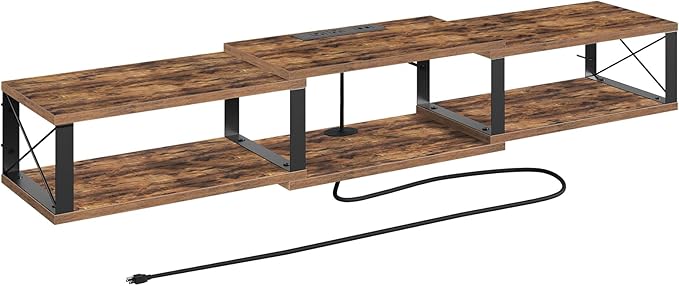 68.5 Floating TV Stand with Power Outlet Wall-Mounted Entertainment Center for 75+ inch TV Floating Media Console Shelf for Under TV Storage Living Room Bedroom Rustic Brown TVHR103E01