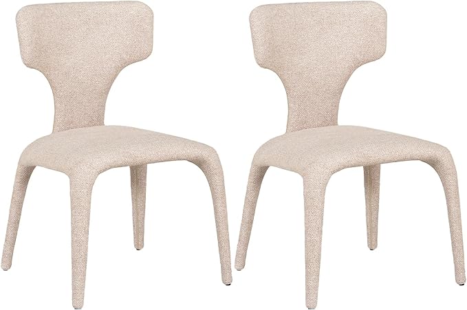 Modern Minimalist Curved Back Accent Chair - Beige Upholstered Armchair Ergonomic Design for Living Room Study Bedroom Cafe
