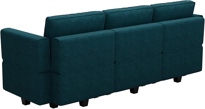 Belffin Small Sectional Sofa Modular L Shaped Couch 3 Seater Sectional Couch Convertible Chaise Ottoman with Storage Peacock Blue