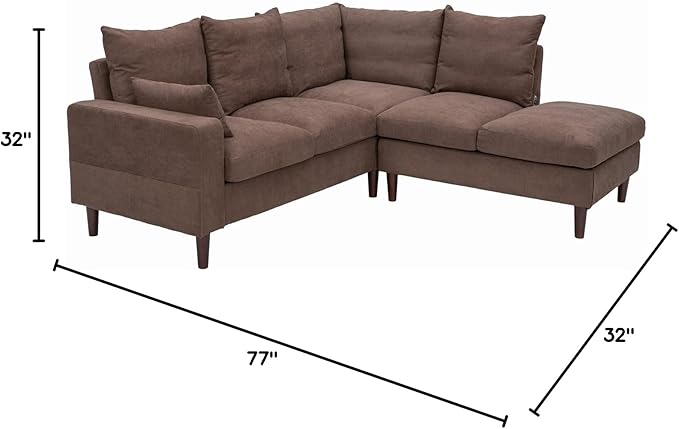 Panana 5 and 6 Seater Convertible Sectional Sofa CouchL-Shape with Universal Corner and Bulit-in USB Charging Port Chaise (Brown Linen Fabric 5 Seater Corner with Built-in USB Port Chaise)