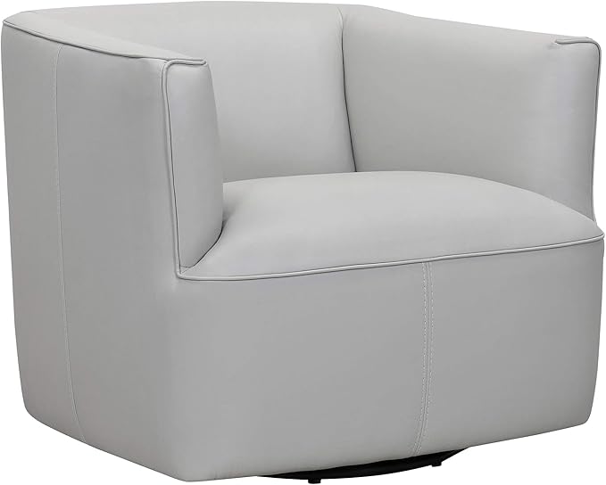 Armen Living Whitney Swivel Leather Barrel Chair