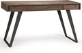 SIMPLIHOME Lowry Desk - 54 Inch Wide Solid Acacia Wood and Metal Writing Desk in Rustic Natural Aged Brown Modern Industrial Home Office Computer Table with 2 Drawers and Flip-Down Keyboard Tray