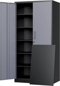 Yizosh Metal Storage Cabinet with Locking Doors and 5 Adjustable Shelves 72 Garage Storage Cabinet Steel Lockable for OfficeHomeGarage