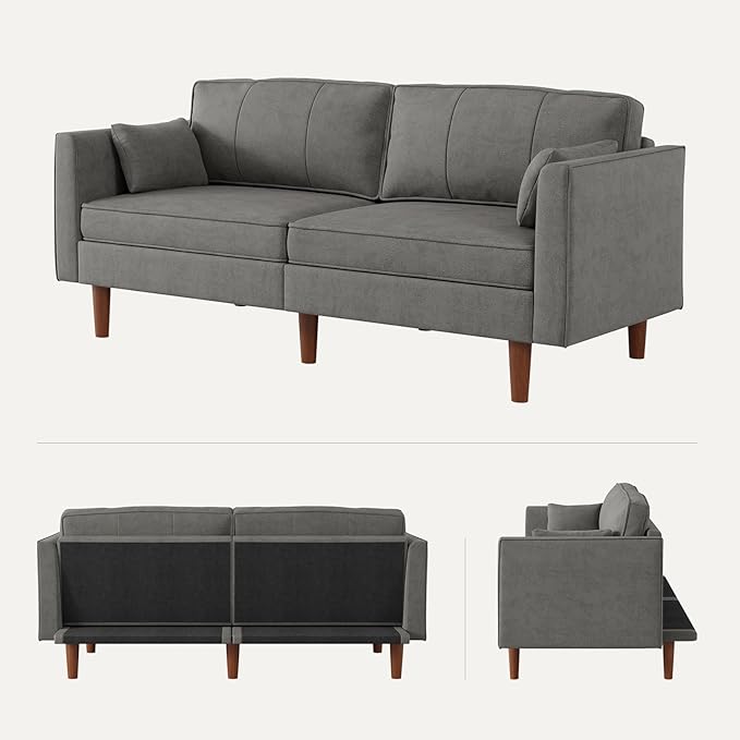 ONBRILL 71 Futon Sofa BedConvertible Sleeper Couch with Adjustable Backrest Folding Loveseat for Apartment Living Room Office Faux LeatherGrey