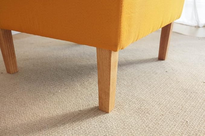 TAKUKA Modern Accent Chair with Ottoman SetComfy Fabric Armchair with Footrest Upholstered Chair with Side Pocket Soft Reading Lounge Chair for Living RoomBedroomOffice(Yellow)